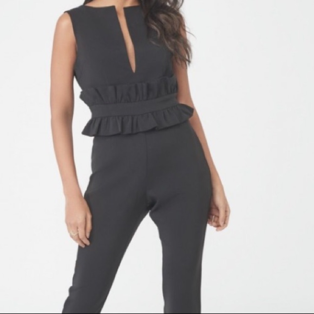 Black jumpsuit with pleaded peplum